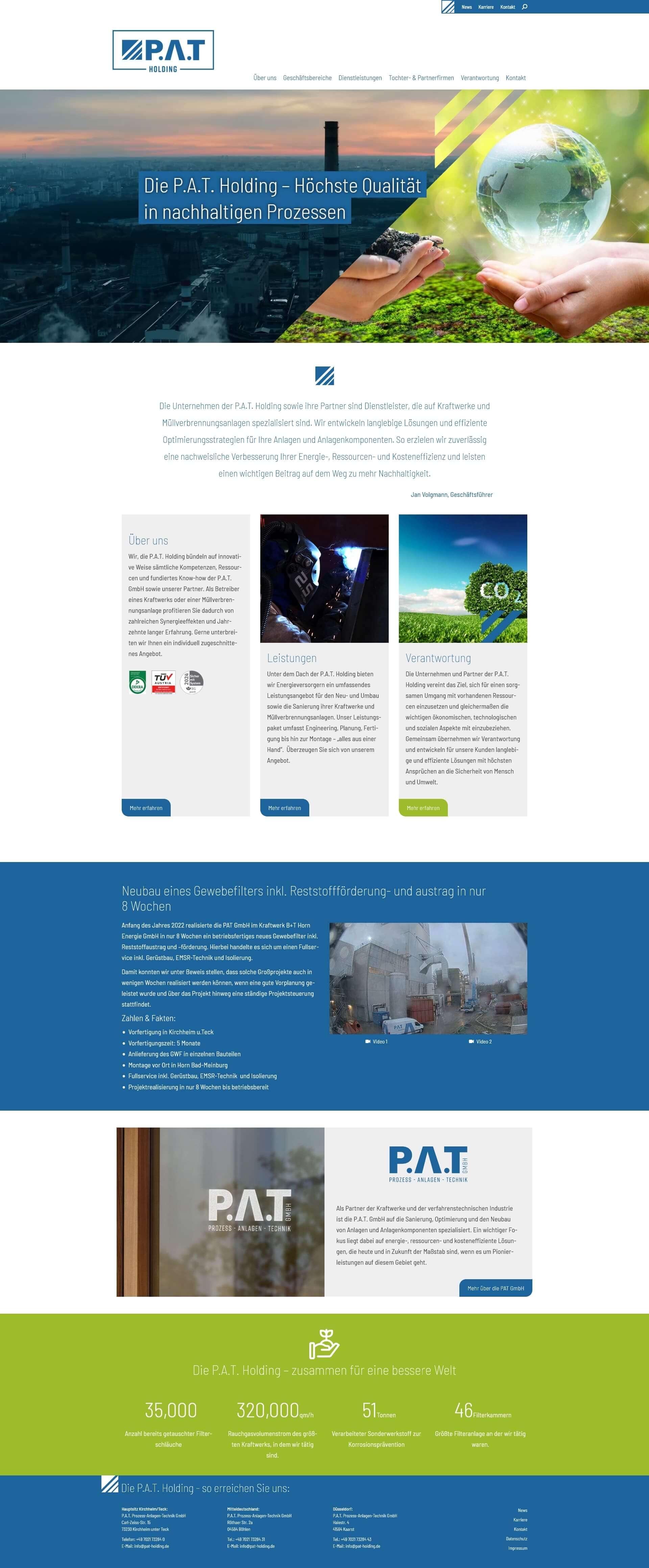 Pat Holding Web Nordzuwort Agentur Für Gestaltung Kunde P.A.T Web